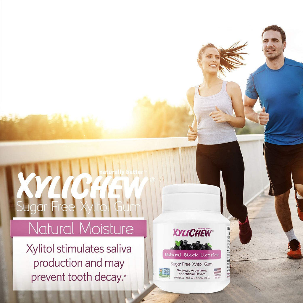 Xylichew 100% Xylitol Chewing Gum - Non GMO, Non Aspartame, Gluten Free, and Sugar Free Gum - Natural Oral Care, Relieves Bad Breath and Dry Mouth - Licorice, 240 Count