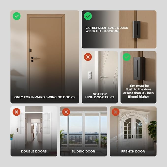 2Pack Home Security Door Reinforcement Lock Childproof, Door Locks for Kids Safety, Door Lock Latch Stopper for Front Door Inside Top of Door, Aluminum Construction Finish