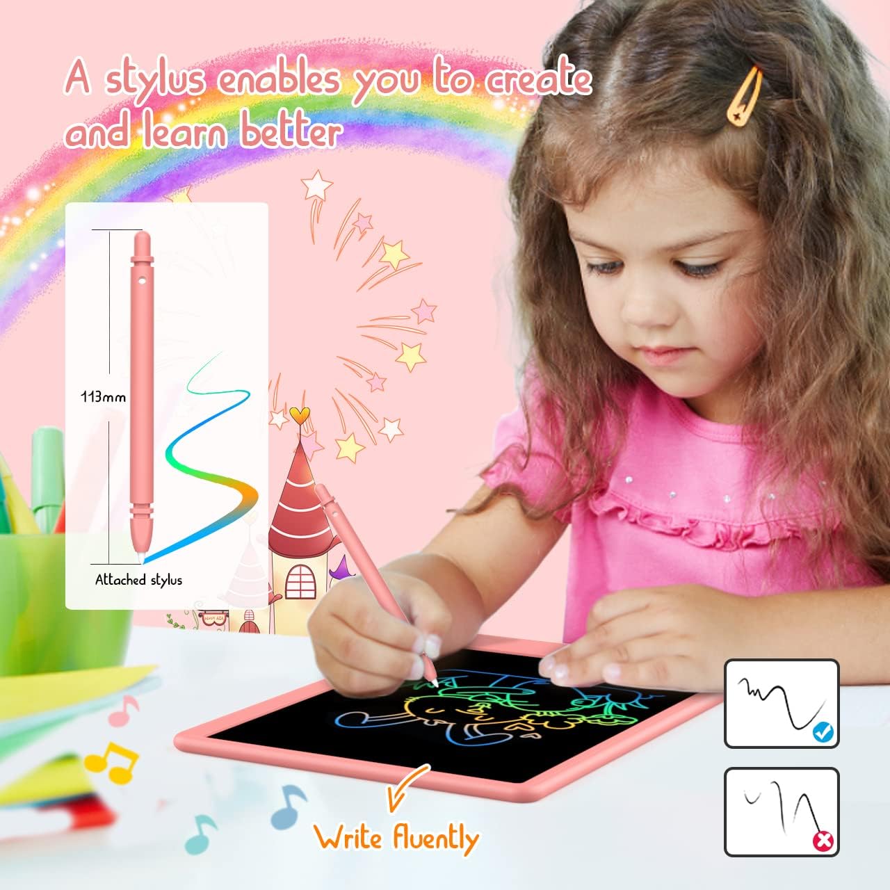 Toddler Toys for 3-6 Years Old Girls Boys, LCD Writing Tablet 8.5 Inch Doodle Board, Electronic Drawing Tablet, Drawing Pads,Travel Gifts for Kids Age 3 4 5 6 7 Year Old Girls Boys (Pink)