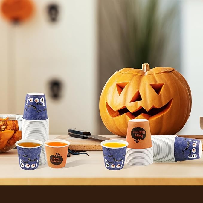 Tamone 300 Pack Halloween Cups 3 oz Bathroom Cups, Small Mouthwash Cups, 3 oz Paper Cups Disposable,3oz Orange Paper Cups for Party, Picnic, BBQ, Travel, Home and Event