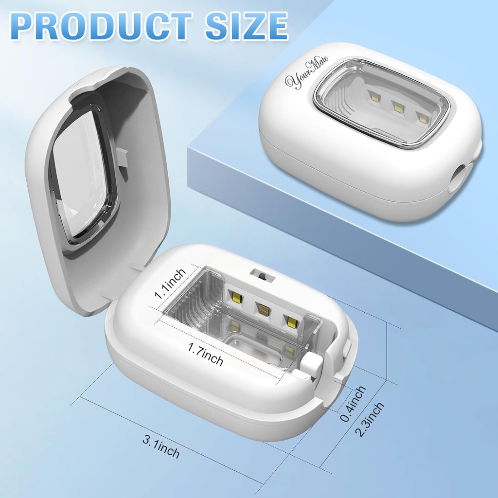 YourMate Rechargerable UVC Toothbrush Sanitizer Case Pro Compatible with Electric Toothbrush Heads/Regular Toothbrushes Travel Toothbrush Covers Case Magnetic Holder for Houshold/Traveling White