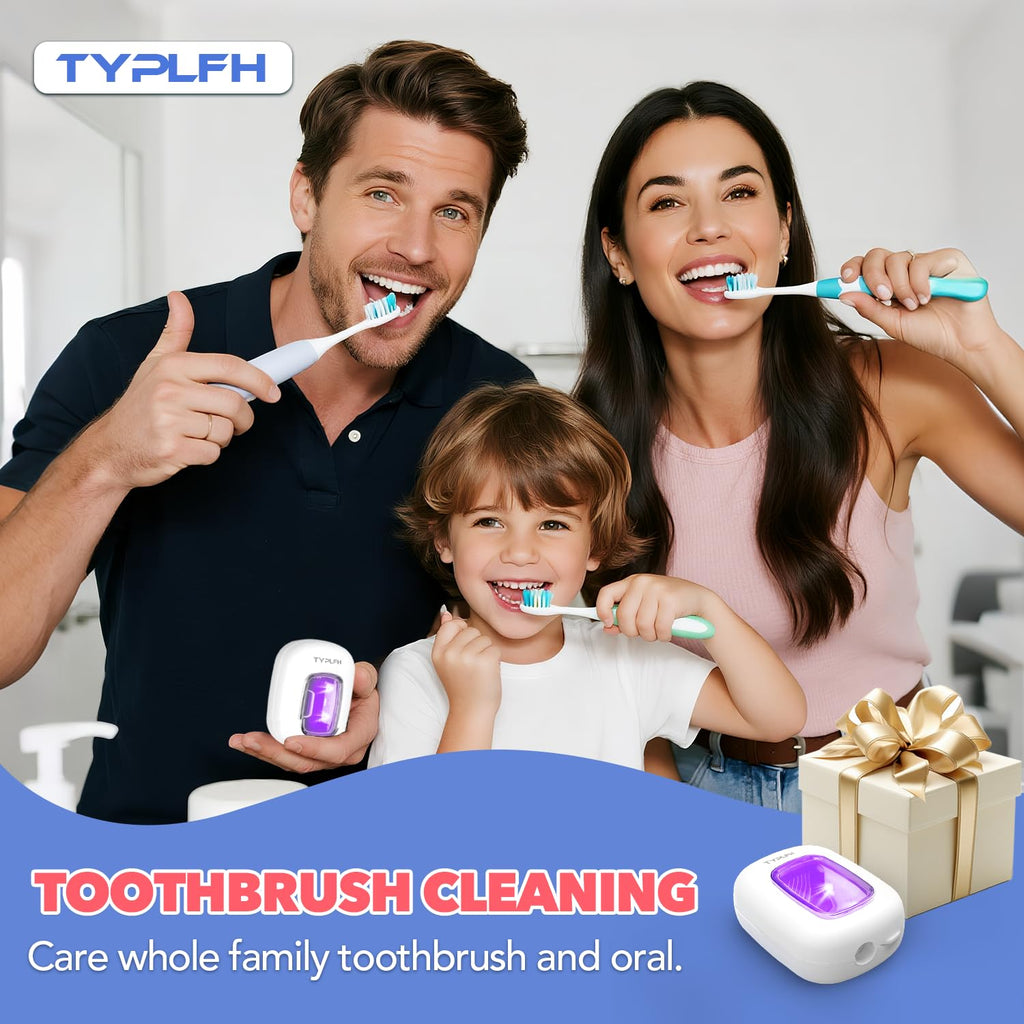 Toothbrush Sanitizer and Holder, TYPLFH Wall Mounted Toothbrush Covers Holders for Bathrooms, Rechargeable Toothbrush Travel Cleaner Case for Electric & Any Toothbrushes
