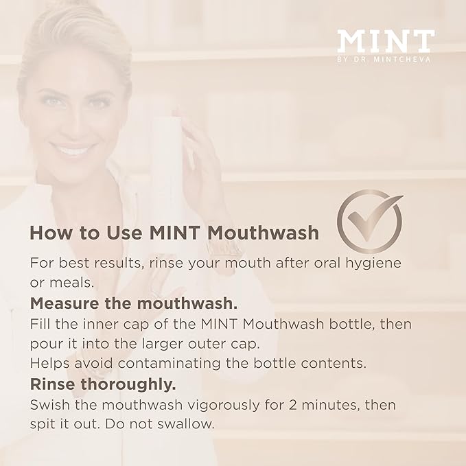 Mint Hollywood Smile Mouthwash Refill – 2-Phase Whitening Formula with Hydrogen Peroxide 0,1% & Sodium Polyphosphate – Alcohol-Free – Vegan – 6.76 fl oz