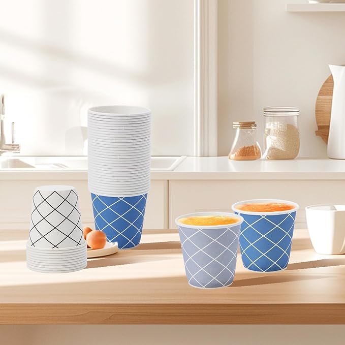 Tamone 600 Pack 3 oz Bathroom Cups, Small Paper Cups, Mouthwash Cups, Disposable Paper Cups, white, blue cups, gray cups, 3oz Paper Cups for Party, Picnic, BBQ, Travel, Home and Event