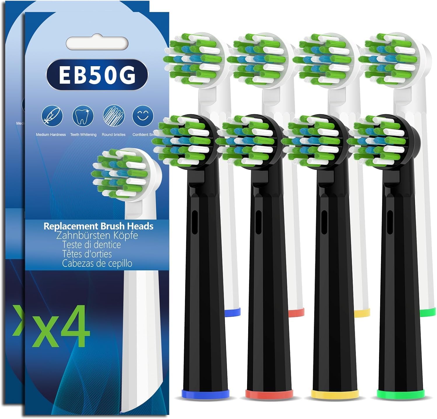 Replacement Toothbrush Heads Compatible with Oral b Braun Smart 1500/7500,Pro 1000/1500,Genius x/6000/Cross/Floss/Sensitive, 8PCS Electric Brush Heads Refill for Braun Oral B