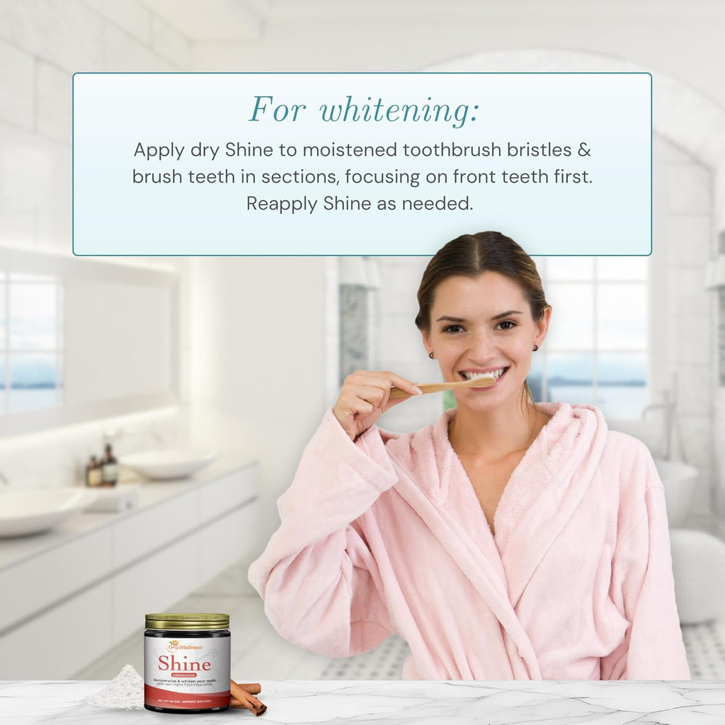 OraWellness Shine Remineralizing Tooth Powder with Hydroxyapatite, Made in The USA, Flouride Free Tooth Repair, Natural Teeth Whitening Powder, Teeth Polish & Stain Remover, Cinnamon