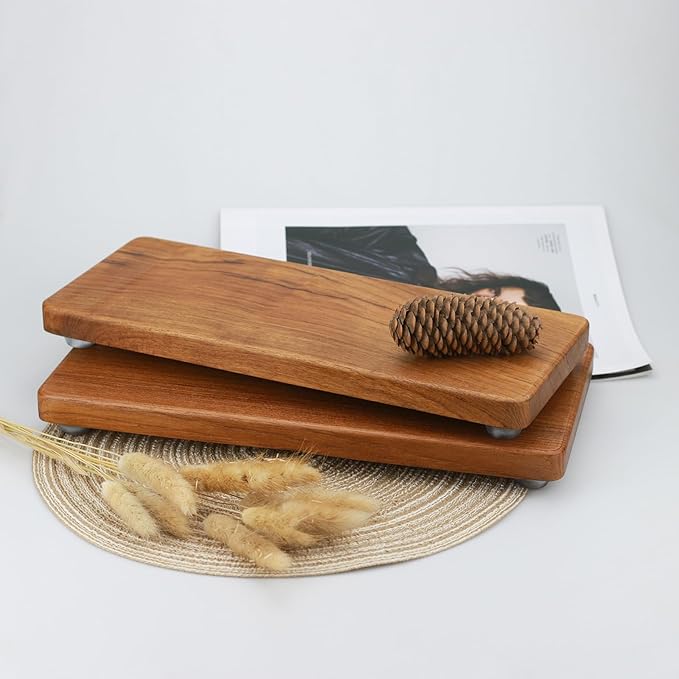 12.6"x6" Solid Teak Wood Riser & Tray - Farmhouse Organizer with Non-Slip Base | Rustic Bathroom & Kitchen Tray for Countertop, Sink Decor | Natural Finish Pedestal Stand (Neutral Home Decor)