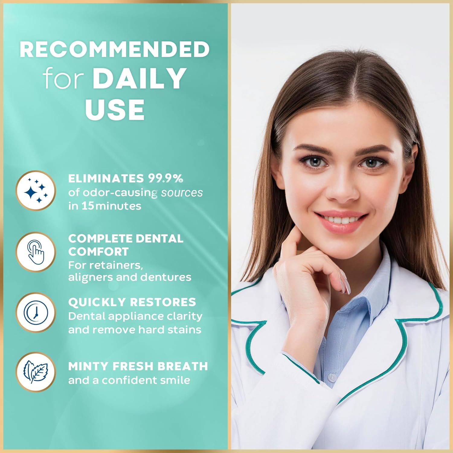 Retainer Cleaner Tablets - 48 Tablets (1.5 Months Supply) - Denture Cleaning, Removes Stains & Odours, Freshens Aligners, Mouthguards, Nightguards - Perfect for Ultrasonic Retainer Cleaner