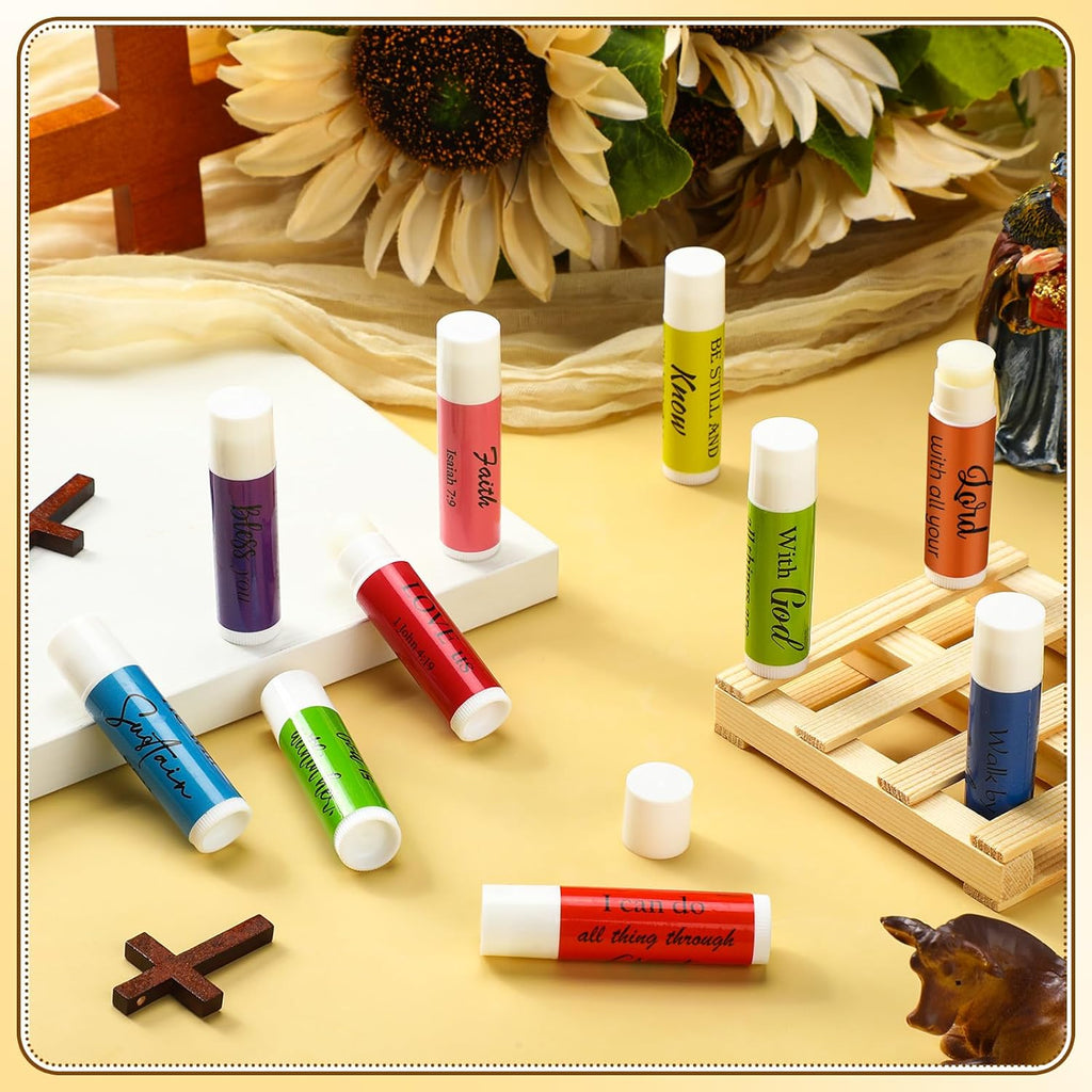 50 Pack Christian Religious Gifts Bulk Lip Balms for Women Men Religious Church Party Favors Bulk Bible Verse Lip Balm with Scripture Inspirational Gifts for Coworkers Staff Employee(Classic)