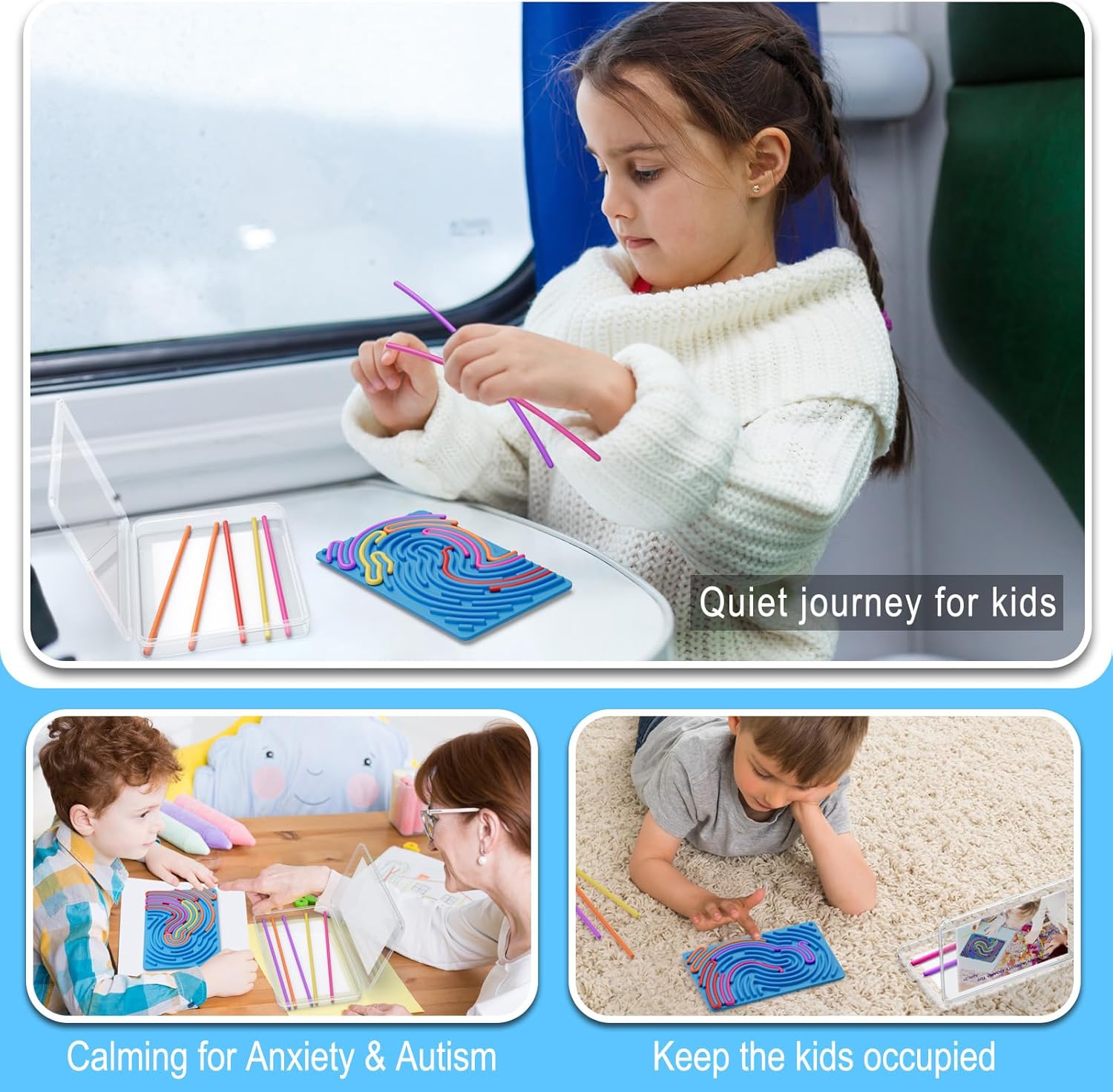 Sensory Fidget Toys for Kids Toddler Boys ,Sensory Activity Board for Stress Anxiety Autistic ADHD, Calm Down Travel Airplane Essentials Toys for 3+ Year Old, Stuffers Gifts for Teen Girls