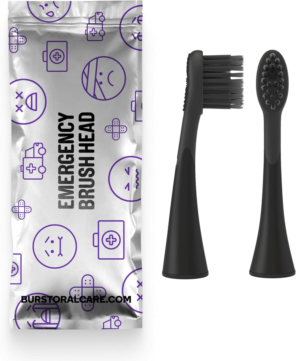 BURST Emergency Replacement Heads for Original Sonic Electric Toothbrush (Black /2 Pack) | Ultra Soft Bristles for a Fresh Start After Sickness | Deep Clean, Stain & Plaque Removal