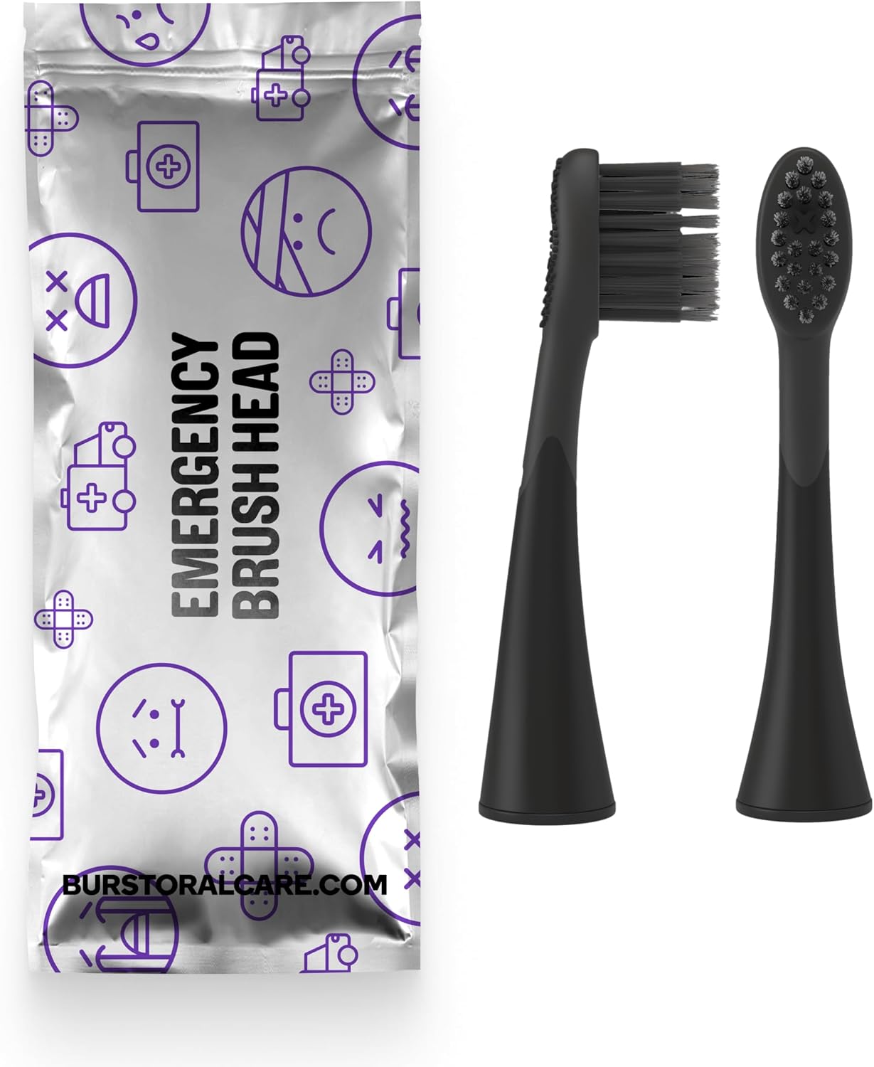 BURST Emergency Replacement Heads for Original Sonic Electric Toothbrush (Black /2 Pack) | Ultra Soft Bristles for a Fresh Start After Sickness | Deep Clean, Stain & Plaque Removal