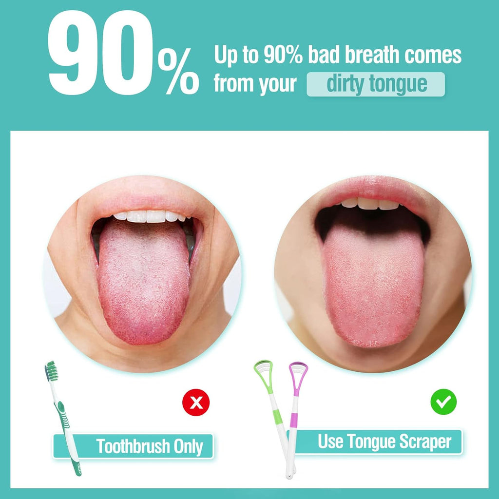 RONAVO Tongue Scraper (8pcs), Brushing and Scraping for Oral Care, 100% BPA Free Tongue Cleaner with Travel Carry Case for Family, Adults, Kids, Reduce Bad Breath for Oral Hygiene