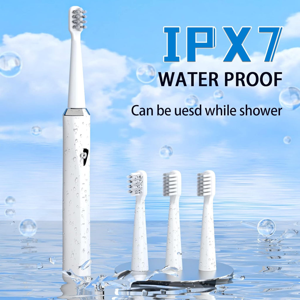 Y-Kelin V-Shaped Orthodontic Electric Toothbrush for Braces, Sonic Toothbrush with 2 Concave Replacement Heads and 2 Convex Replacement Heads, Soft Bristle, 5 Modes IPX7 Waterproof (White)