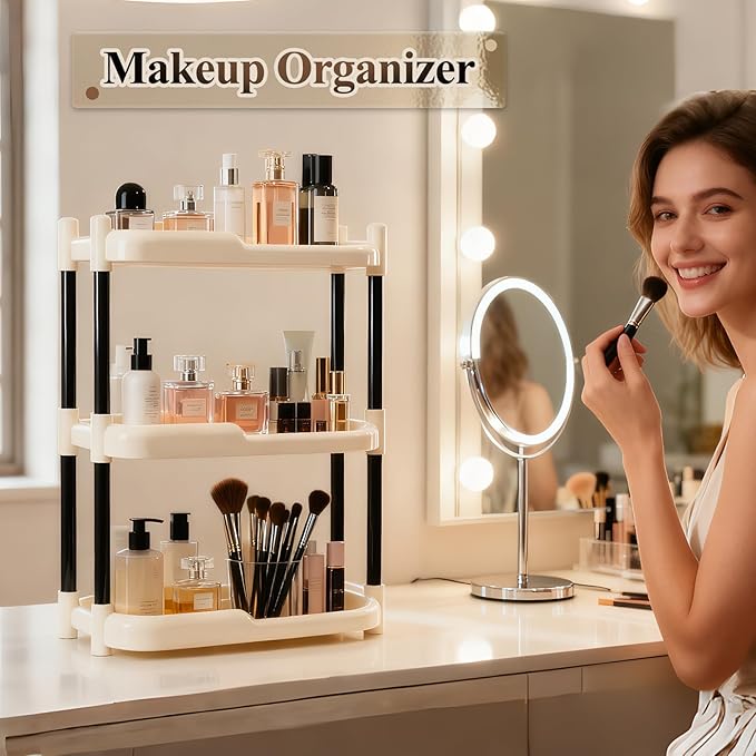 MARTY Bathroom Counter Organizer 3 Tier Makeup Organizer Countertop for Vanity Skincare Perfume Cosmetic Holder Spice Rack Storage Shelf for Bathroom Dresser Kitchen Coffee