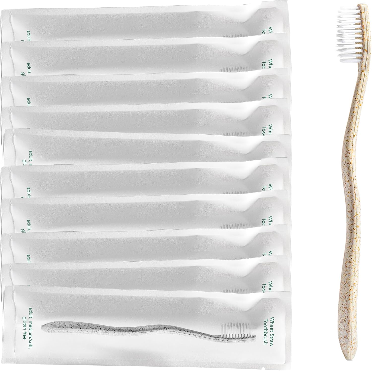 Terra & Co. Gentle Green Toothbrushes – 10-Pack of Plastic-Free Toothbrushes with Soft Bristles for Sensitive Teeth & Gums – Individually Sealed – BPA-Free, Plant-Based, Eco-Friendly & Travel-Ready