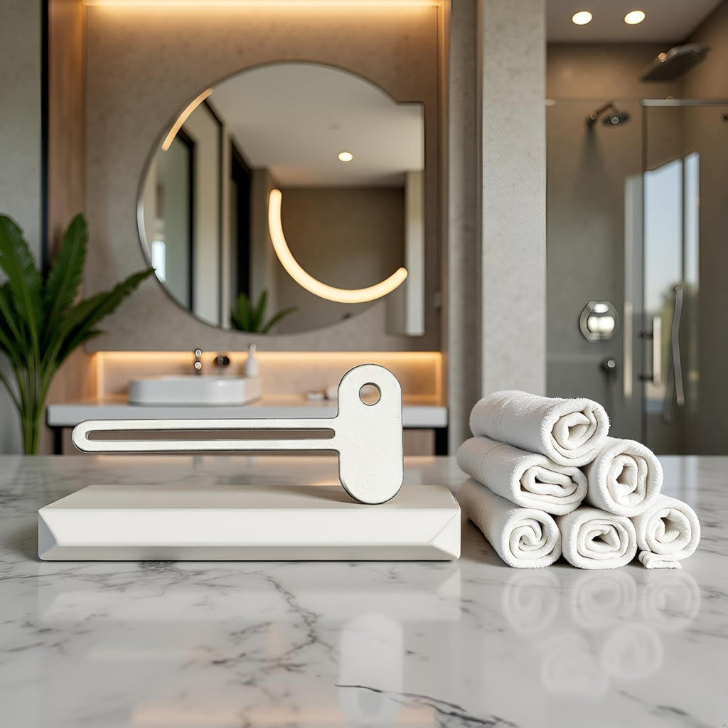 Silver Semicircular Metal Manual Toothpaste Squeezer Stainless Steel Dispenser Tube Squeezer Hand Cream Tube for Key Set Practi Toothpaste Squeezer Dispenser Reduce Toothpaste Waste