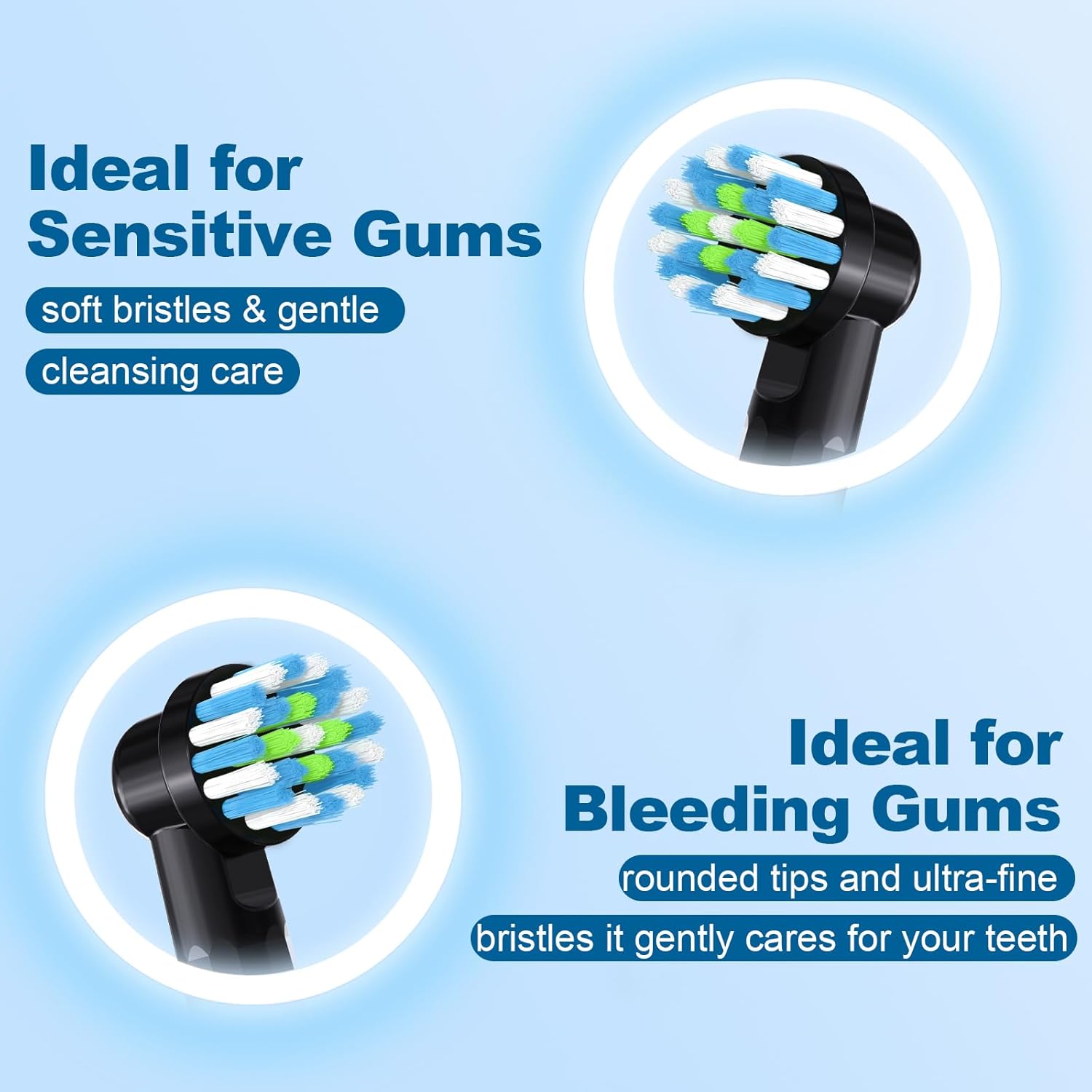 16 Pcs Replacement Toothbrush Heads Compatible with Braun Oral B Pro 1000/7000/9600/5000/3000, Precision Senesitive Brush Heads Refills for Genius X and Smart 1500 Electric Toothbrush (Black)