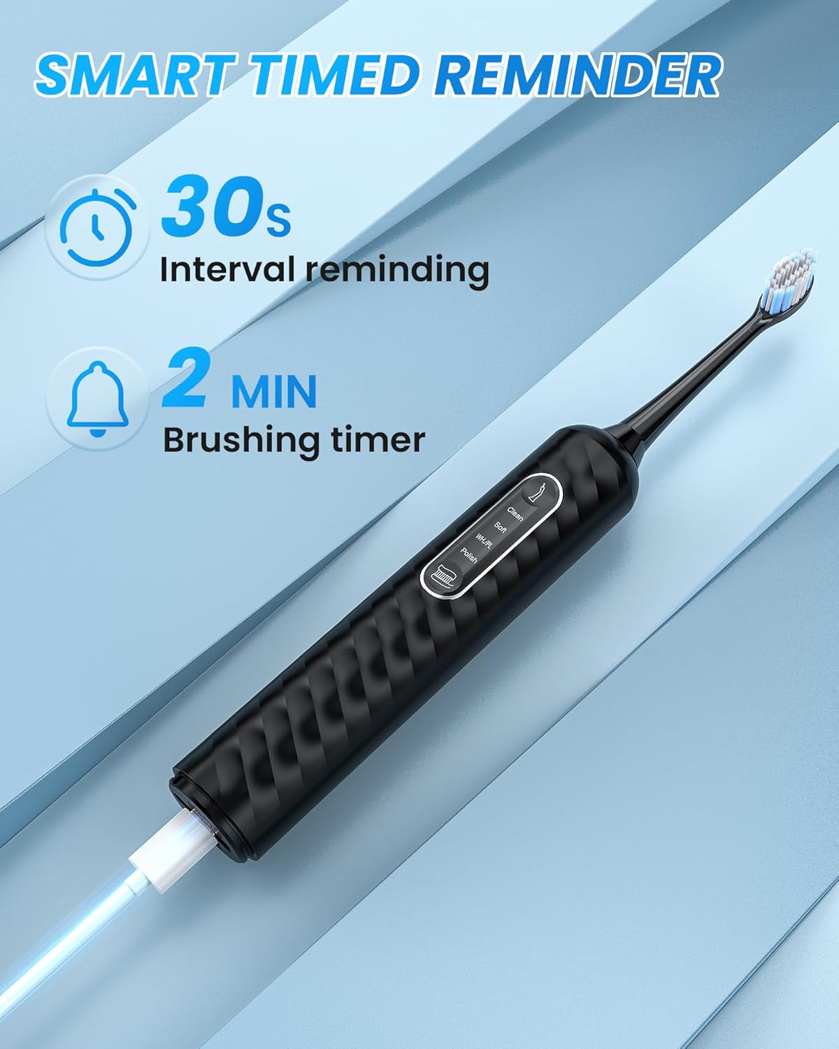 Electric Toothbrush with Water flosser, 3 in 1 Teeth Cleaning Kit with 7 Modes, Electric Toothbrush and flosser Combofor Adults, Water Flosser Portable for Travel and Home (Black)