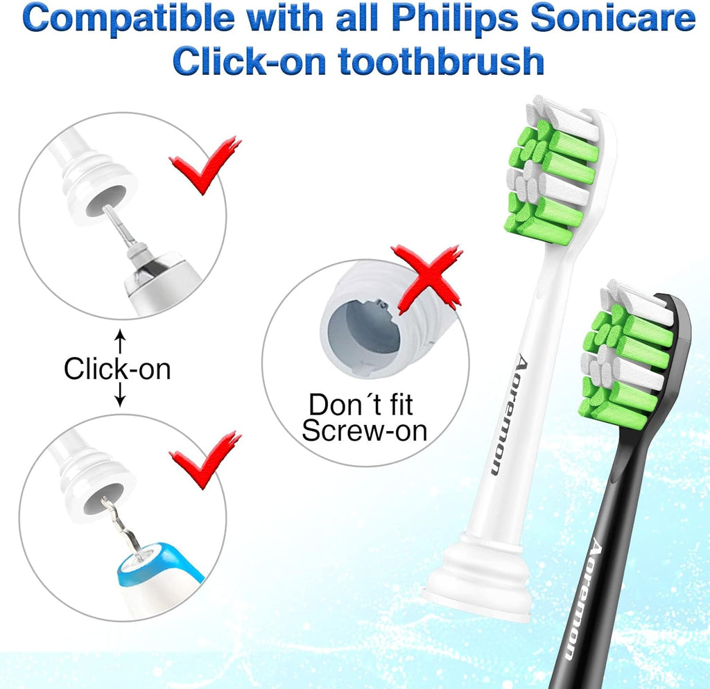 Aoremon Replacement Toothbrush Heads Compatible with Sonicare DiamondClean W C2 G2 W2 C1 C3 4100 5100 6100, 12 PCS Replacement Heads for Philips Sonicare Electric Toothbrush