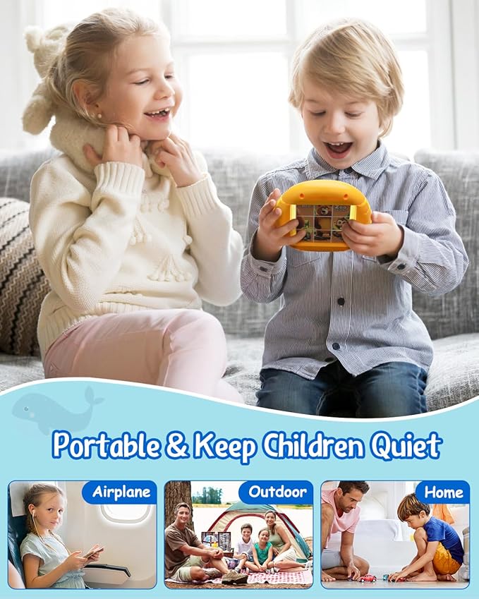 Rotating 3D Puzzle for Kids 3 4 5 6 7 Year Old, 4 Puzzles in 1, Handheld Game Fidget Toys for Travel, Cars & Plane, Fine Motor Skills Developing (Marine Life)