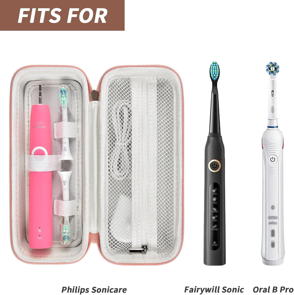 Toothbrush Travel Case Compatible with Oral-B Pro 1000, 2000, 3000, 3500, 1500/ for Philips Sonicare ProtectiveClean 4100 5100 Electric Toothbrush with Mesh Pocket for Accessories - Gold (Bag Only)