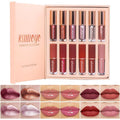 12Pcs Liquid Lipstick Makeup Set, Shades with 4Pcs Metallic Color Lipstick, 4Pcs Hydrating Lip Oil and 4Pcs Longwear Waterproof Matte Lipstick Gift Kit for Women (SET C)