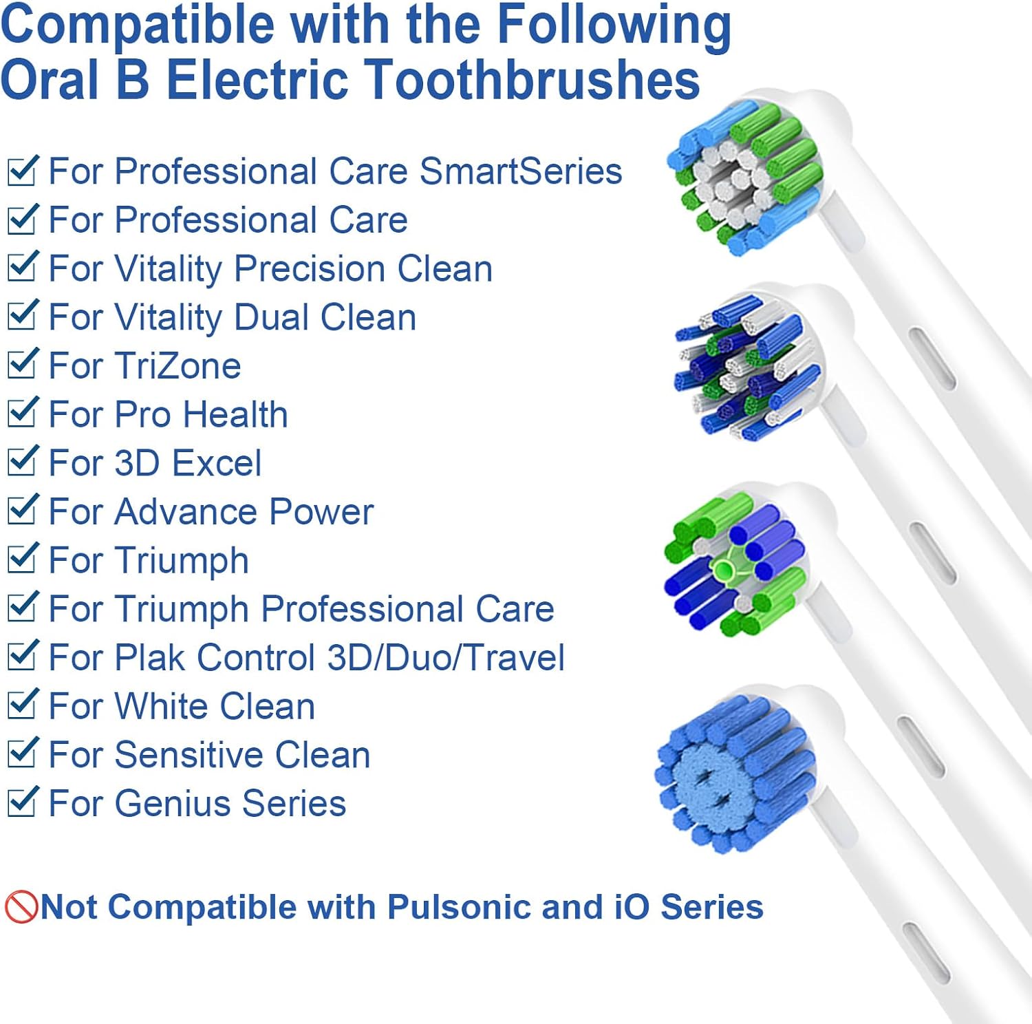 16pcs Replacement Brush Heads Compatible with Oral B Electric Toothbrushes. Pack of 4 Precision Clean,4 Cross Clean,4 3D Whitening Clean and 4 Sensitive Clean