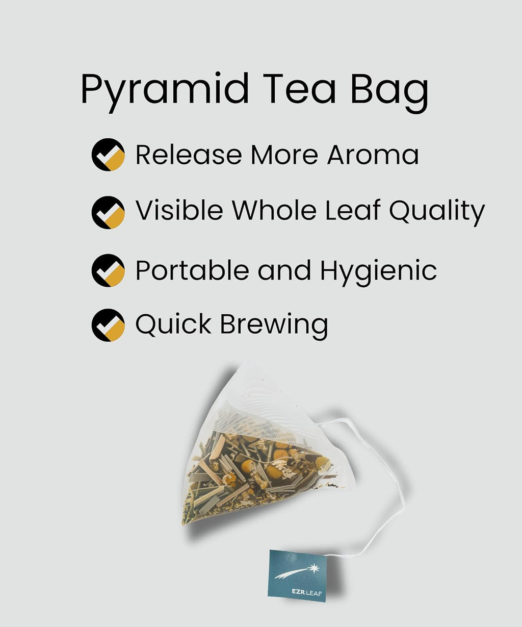 EZR Leaf Mint & Chamomile Herbal Tea 20 Pyramid Tea Bags 1.4 Once with Lemongrass Mint Leaves Caffeine Free Decaf Blend Natural Relaxing,Wellness Gift-Ready