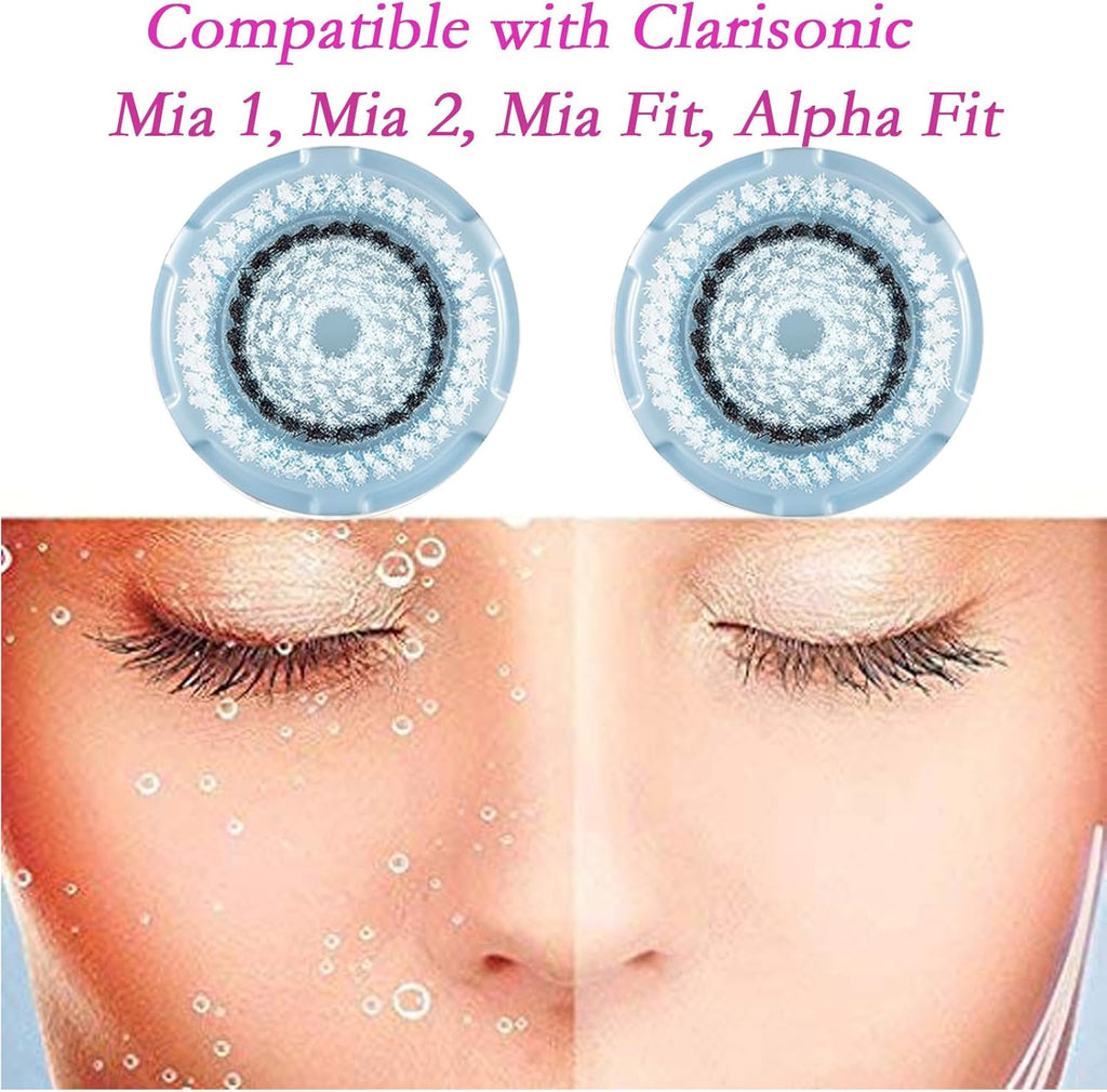Brush Head Replacements Compatible with Clarisonic Mia 1, Mia 2, Mia Fit, Alpha Fit, Smart Profile Uplift and Alpha Fit Face Cleaning Brush Heads (Delicate-2Pack)