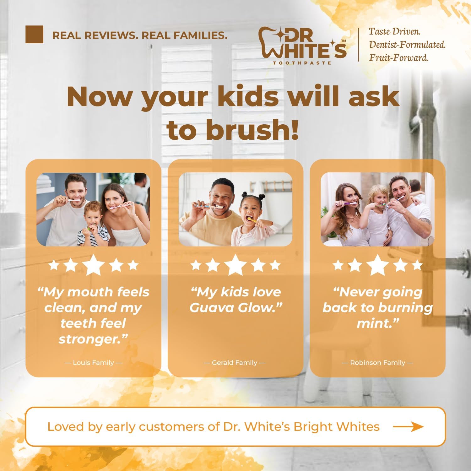 Dr. White’s Fluoride-Free nHA Toothpaste; Dentist-Formulated, Nano Hydroxyapatite + Xylitol, Sensitivity Relief Complex™, Mint-Free, Enamel Safe, Swallow-Safe (3.5 Oz, Mango Joy)