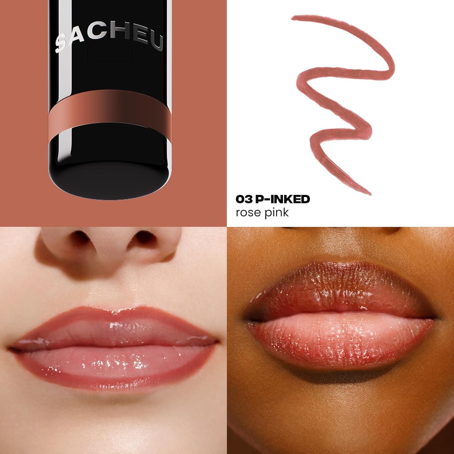 Sacheu Lip Liner STAY-N Peel Off Lip Stain — Long Lasting Matte Lip Tattoo Transfer Proof Lipstain Infused with Hyaluronic Acid & Vitamin E for All Skin Types — Vegan & Cruelty-Free, Core Bundle