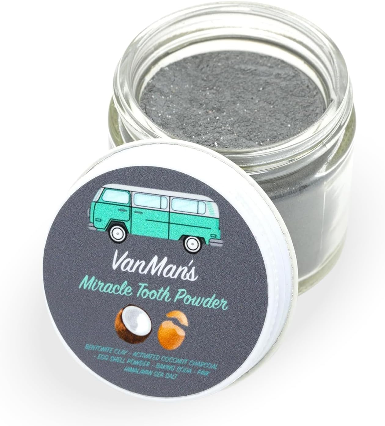 Vanman’s - Miracle Tooth Cleaning Powder Toothpaste - Fluoride-Free Whitening Tooth Powder with Coconut Charcoal, Eggshell Powders - Remineralizing Toothpaste - 2.2 Ounce
