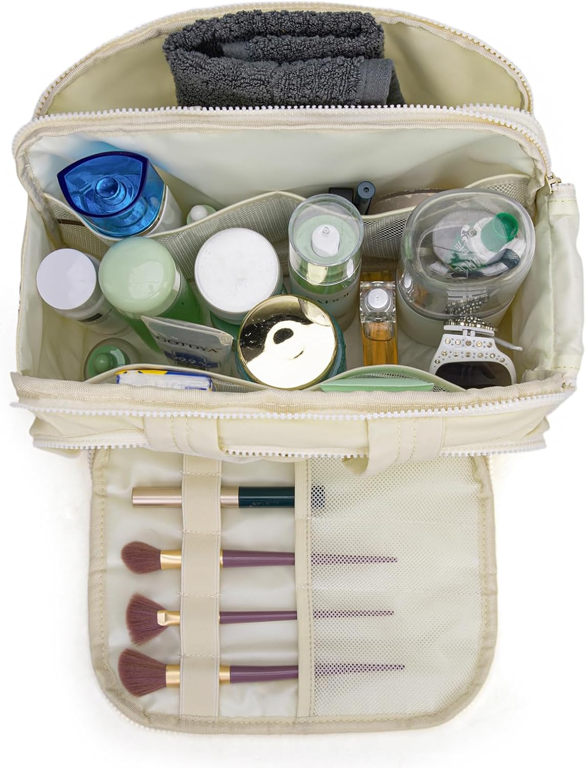 Montana West Travel Toiletry Bag Large Capacity Travel Bags Soft Makeup Organizer Lightweight Puffy Cosmetic Bag with Waterproof Compartment