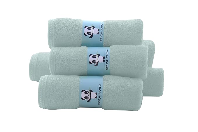 HIPHOP PANDA Baby Washcloths, Rayon Made from Bamboo - 2 Layer Ultra Soft Absorbent Newborn Bath Face Towel - Reusable Baby Wipes for Delicate Skin - Green, 30 Pack