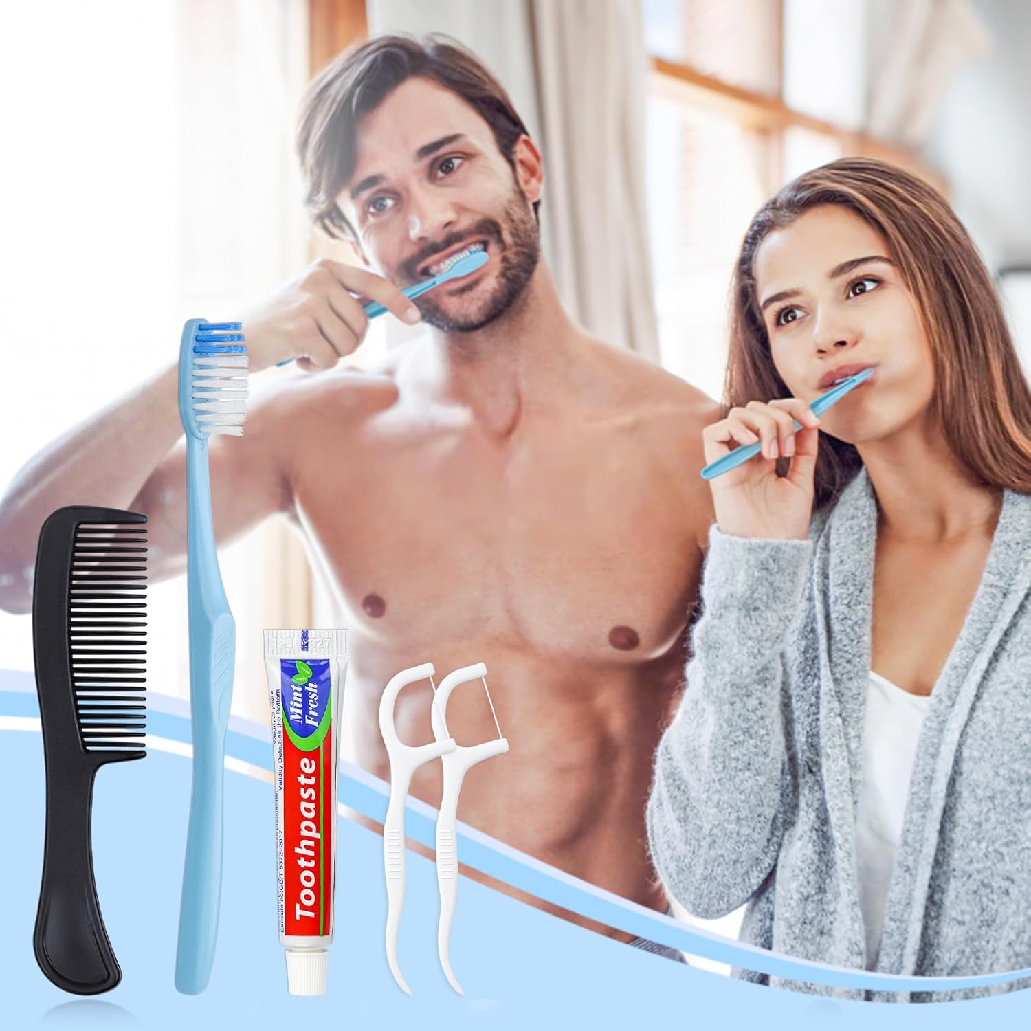 10 Sets Disposable Toothbrushes with Toothpaste Floss Comb Individually Wrapped, Disposable Toothbrush Bulk, 10g Toothpaste,Dental Floss,6in Comb Bulk Toothbrush Kit for Homeless,Airbnb,Hotel