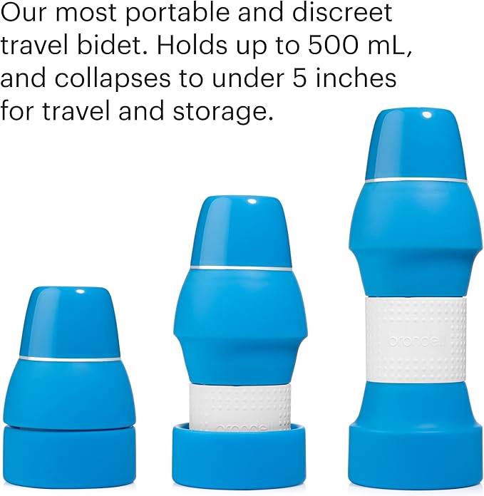 Brondell Bidet GoSpa Collapsible Travel Bidet, Compact and Discreet, with Travel Bag, 500ml, in Blue