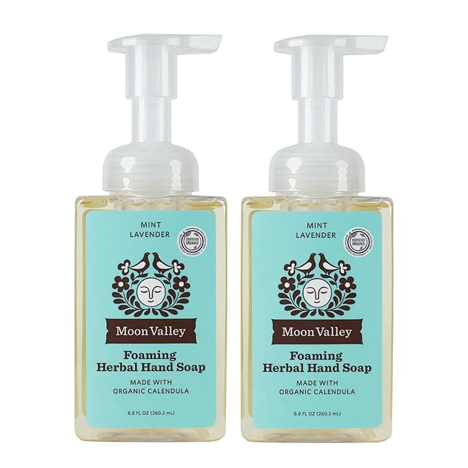 Moon Valley Herbal Foaming Hand Soap, Mint Lavender Two Pack, Vegan, Recyclable Bottle