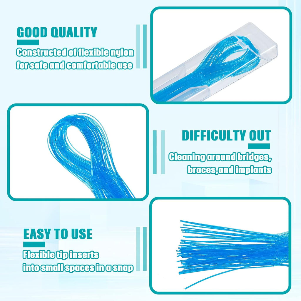 1000 Pcs Dental Floss Threaders Deep Clean Floss for Braces, Bridges, and Implants, Multifunctional Nylon Loop Design for Your Teeth, Pack of 20(Blue)