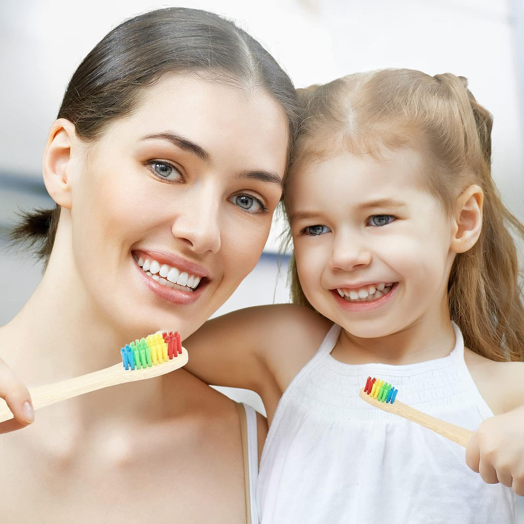 SEVENHEAD 10 PCS Bamboo Toothbrushes Soft Bristles Wooden Toothbrushes for Adult, Natural Biodegradable BPA Free Eco Friendly Toothbrushes Colorful