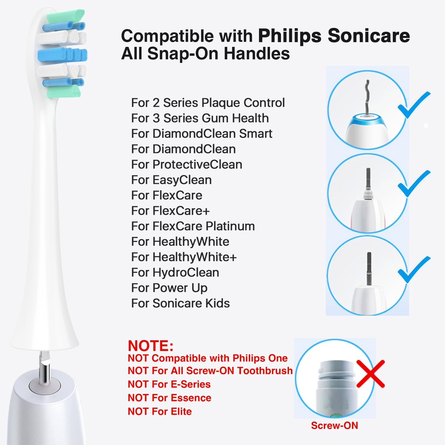Electric Toothbrush Heads for Philips Sonicare Replacement Heads C2, Replacement Brush Head Compatible with Phillips Sonicare Electric Toothbrushes C2,C1,4100 for Philips Sonic Care Brush,10 Pcs