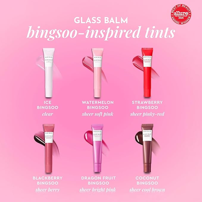 Glow Recipe Glass Balm Lip Treatment - 12Hr Hydrating Lip Balm & Moisturizer with Hyaluronic Acid to Smooth, Plump & Protect from Dryness - Sheer Berry High Shine Tint, Blackberry Bingsoo (15 ml)