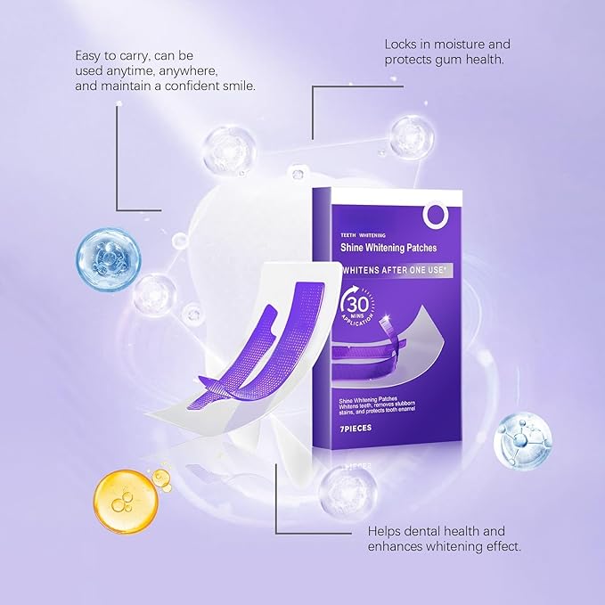 Teeth Cleaning Patches for Daily Dental Care, Purple Tooth Strips with Colour Correction, Gentle Brightening, Gum Care & Stain Removal, Suitable for Sensitive Teeth