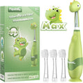Papablic Toddler Sonic Electric Toothbrush Kids for Ages 1-3 Years, Baby Electric Toothbrush with Cute Dino Cover and Smart LED Timer, 4 Brush Heads (Max)