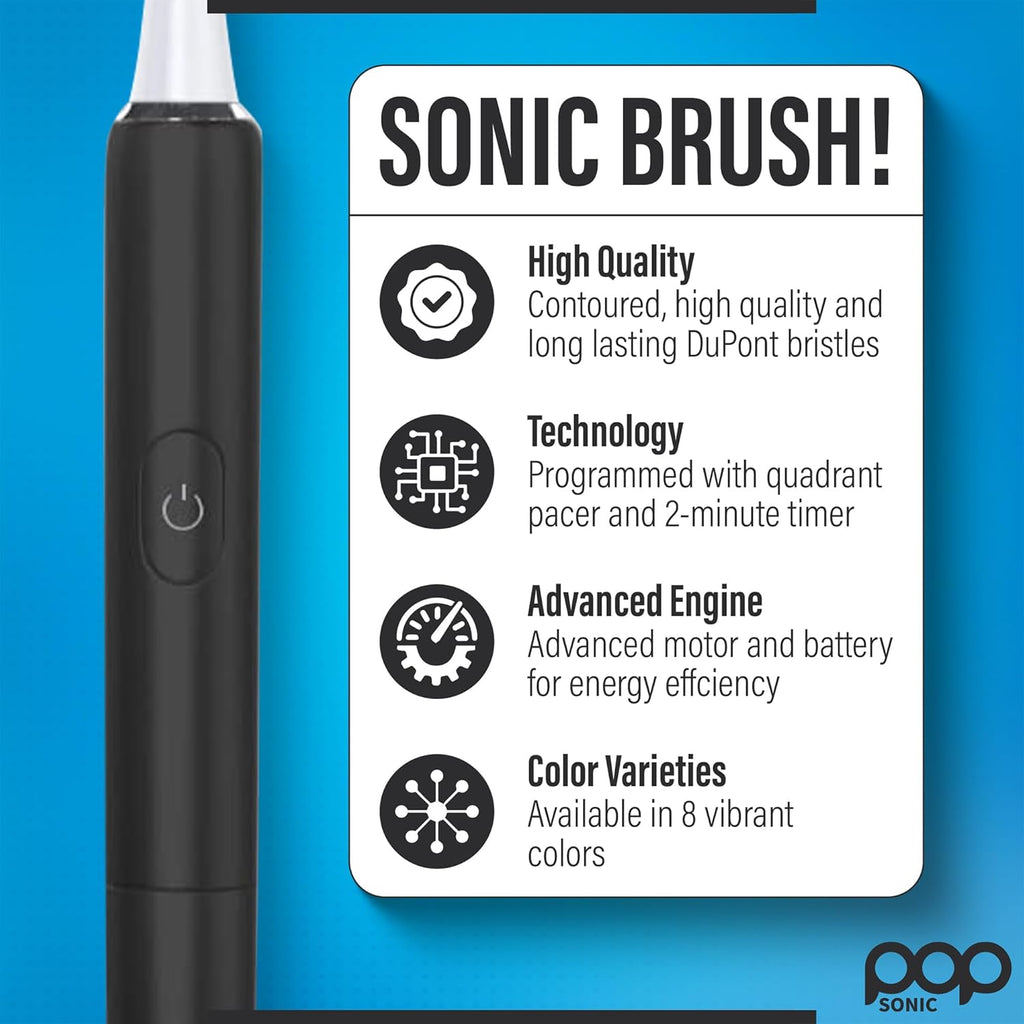 Go Plus Sonic Toothbrushes for Adults w/Electric Toothbrush Case (Black) - Electric Toothbrush for Adults & Kids - Sonic Toothbrush w/ 2 Speeds - 18000-24000 Vibrations Per Minute