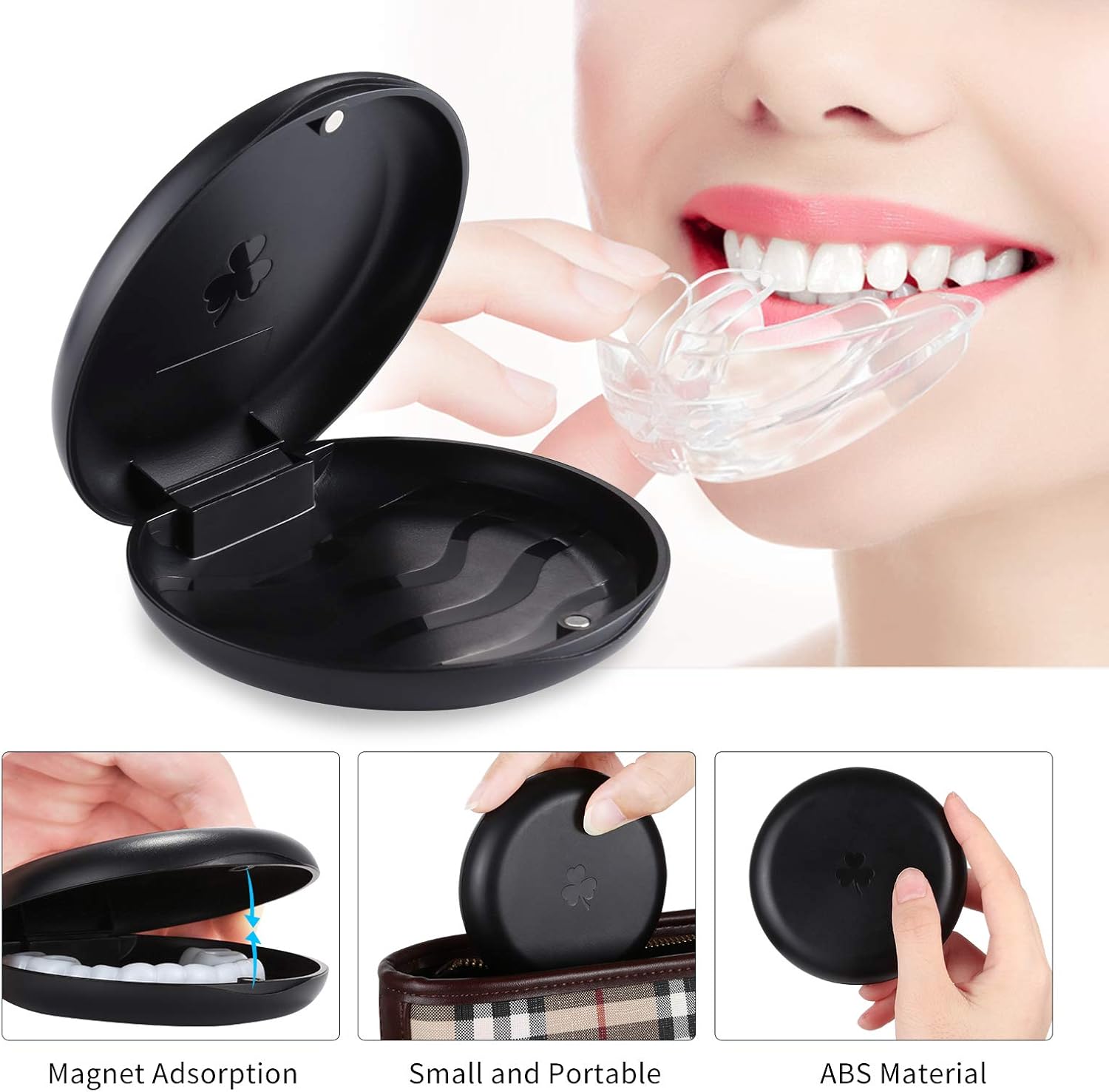 (5 Pack) Retainer Case,Solid Orthodontic Retainer Case-Black