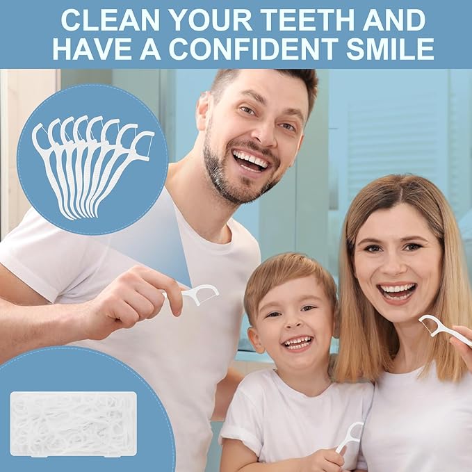 100 Count Dental Floss Picks, Easy Grip Handle Floss Picks for Teeth with Storage Box, Travel Floss Picks for Teeth Clean & Oral Care