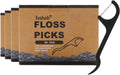 Natural Dental Floss Picks - 200 Count - PETA Approved, BPA Free, Vegan, Sustainable, Eco Friendly, Natural Dental Flossers by Isshah (Charcoal)
