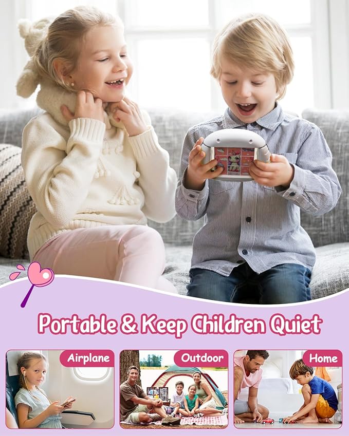 Rotating 3D Puzzle for Kids 3 4 5 6 7 Year Old, 4 Puzzles in 1, Handheld Game Fidget Toys for Travel, Cars & Plane, Fine Motor Skills Developing (Magical Unicorn Squad)