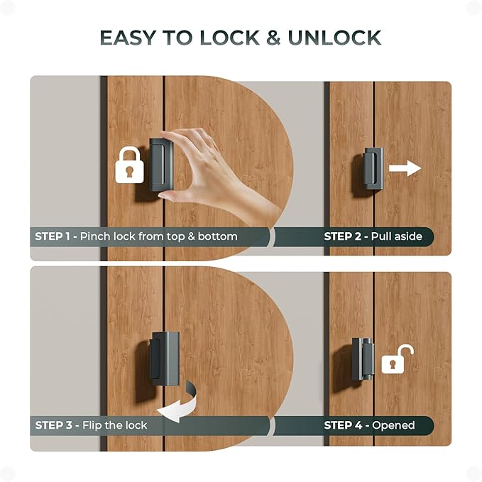 2Pack Home Security Door Reinforcement Lock Childproof, Door Lock for Kid Safety, Door Latch Stopper for Front Door Inside Top of Door, Aluminum Construction Finish